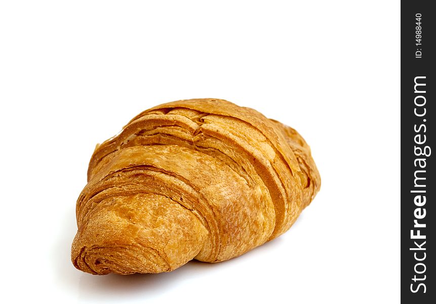 Croissant with chocolate filling on a white background