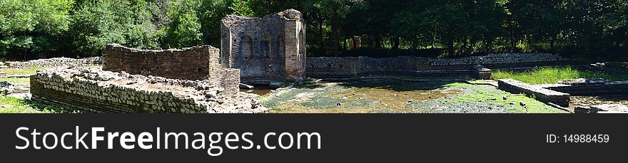The panorama of Roman gymnasium and the temple of Dioninysus, Butrint, Albania. The panorama of Roman gymnasium and the temple of Dioninysus, Butrint, Albania