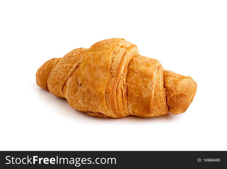 Croissant with chocolate filling on a white background