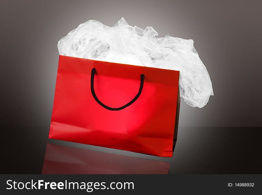 Red paper bag with light inside