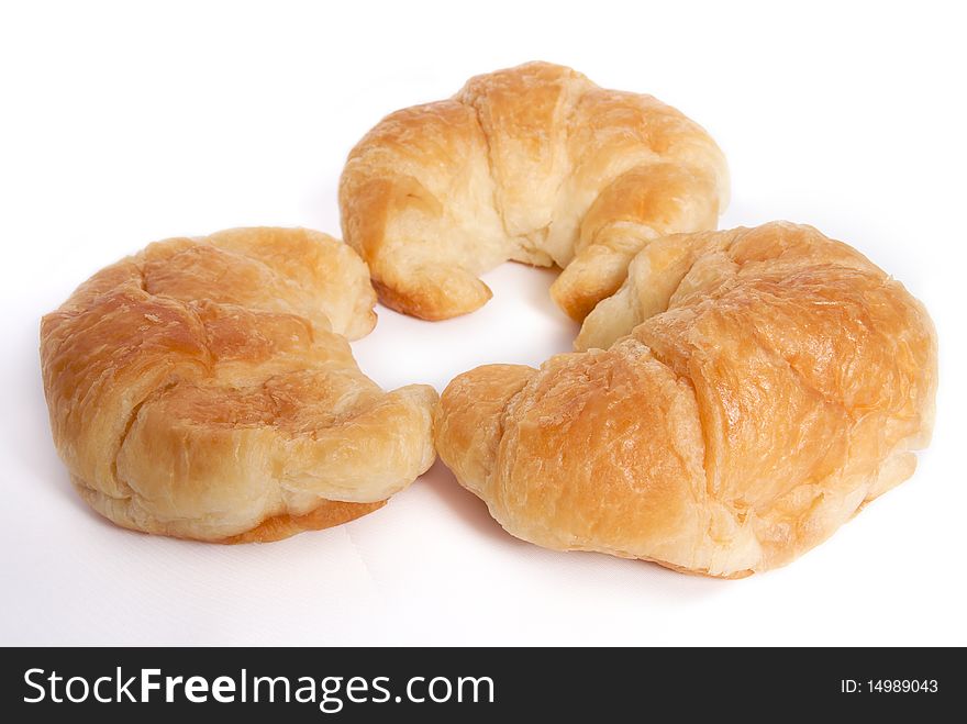 Croissant group object in isolated high angle shot. Croissant group object in isolated high angle shot