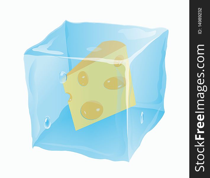 The frozen cube in which is located a cheese piece