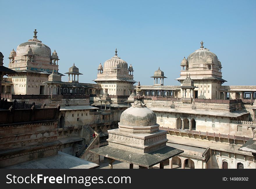 Court Of The Raj Mahal Palace At Orcha,India