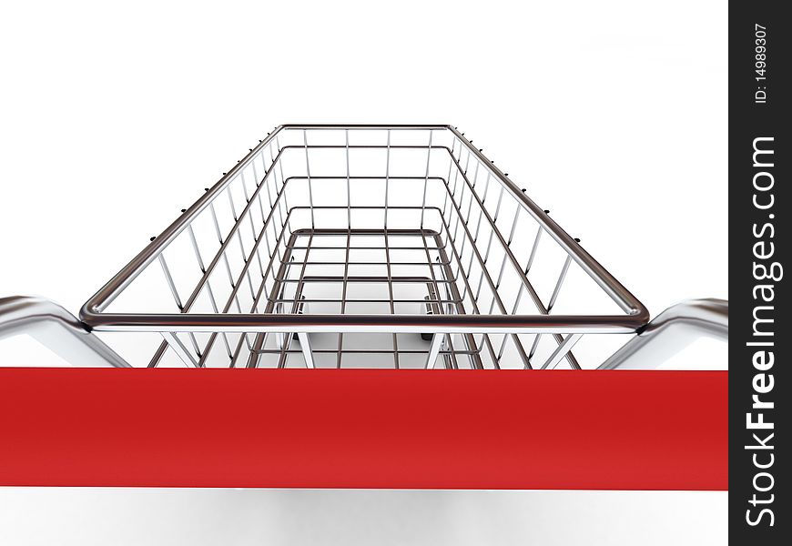 Shopping cart isolated on white background. High quality 3d render.