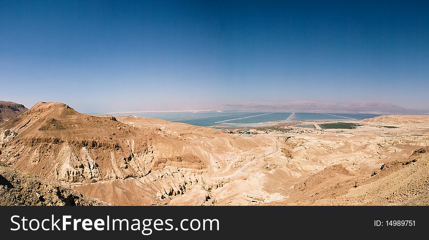 Desert with a kind on the Dead Sea