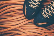 Free Rope And Climbing Shoes Royalty Free Stock Image - 149834026
