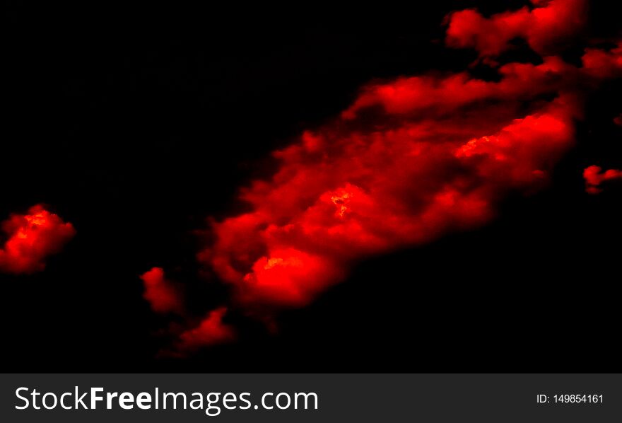 Abstract Red Smoke In Dark.