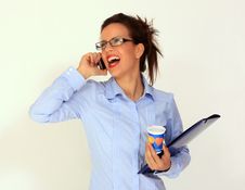 Young Girl With Eyeglasses Talking On The Phone Stock Photos Young Girl With Eyeglasses Talking On The Phone Stock Photos