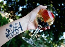 Glass Of White Sangria Stock Photography Glass Of White Sangria Stock Photography