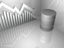Oil Drum With Downward Stock Market Royalty Free Stock Photography Oil Drum With Downward Stock Market Royalty Free Stock Photography