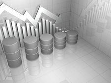 Stock Market Chart With Five Oil Drums Stock Photo Stock Market Chart With Five Oil Drums Stock Photo
