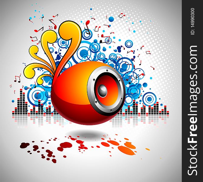 Vector illustration for a musical theme with speakers and abstract design elements