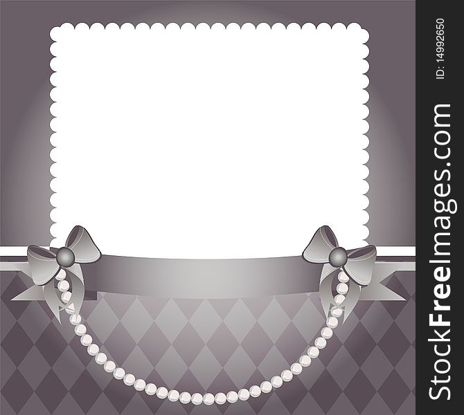 Cute grey template with bows, pearls and lace. Cute grey template with bows, pearls and lace