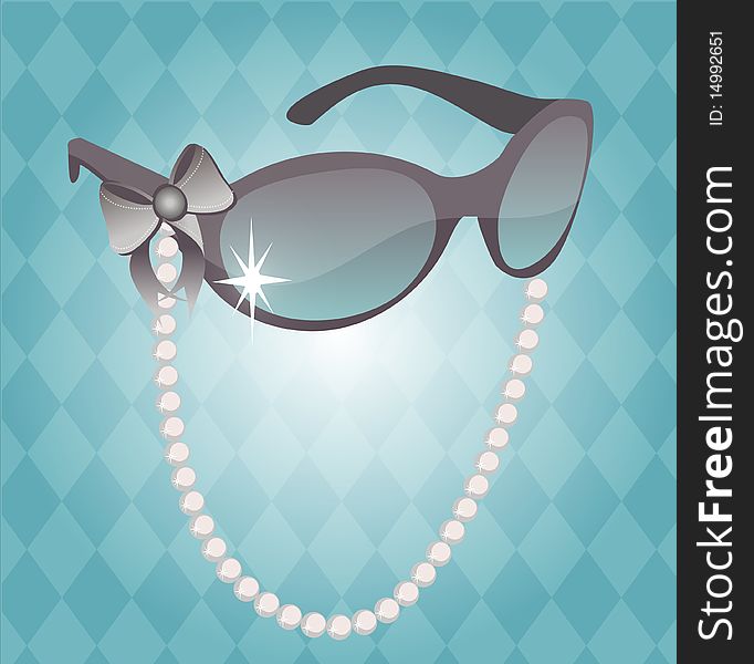 Cute sunglasses with ribbons and a pearl chain. Cute sunglasses with ribbons and a pearl chain