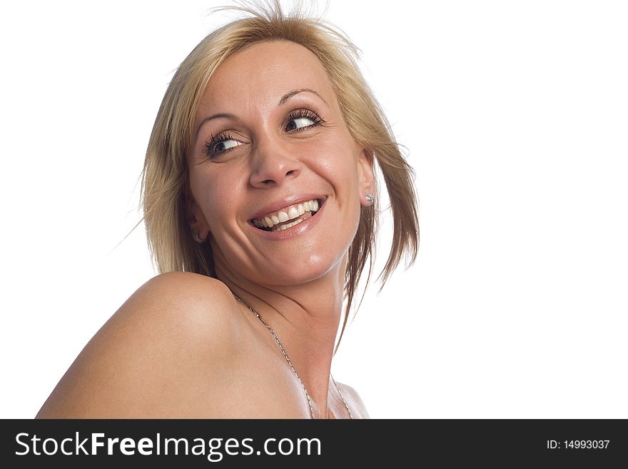 Beautiful blonde woman smiling portrait