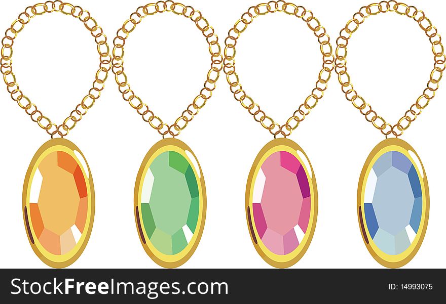 Precious stones of different color set in gold. Precious stones of different color set in gold