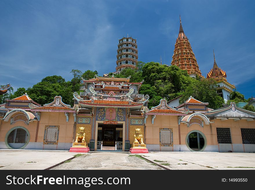 Chinese stye and Thai stye of temple on the mountain. Chinese stye and Thai stye of temple on the mountain