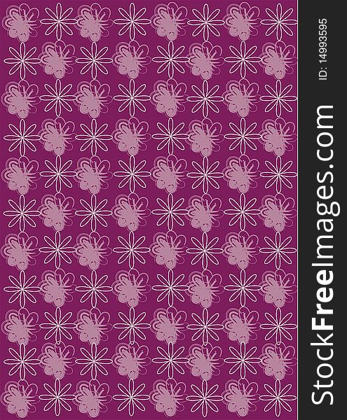 Computer illustration with white flowers on violet background. Computer illustration with white flowers on violet background