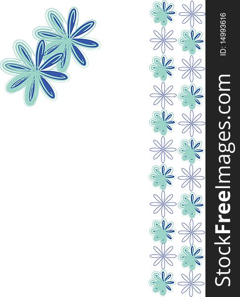 Color computer illustration with blue flowers
