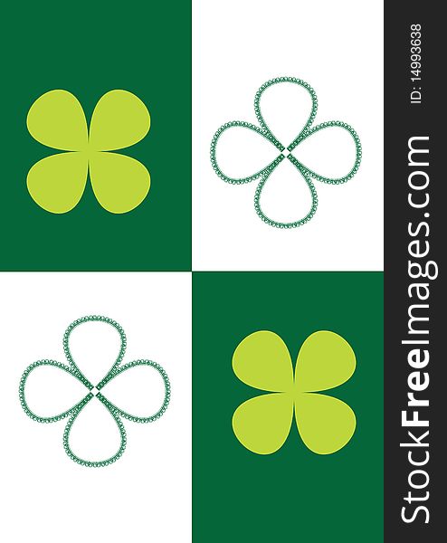 Green computer illustration with four-leaf clover. Green computer illustration with four-leaf clover