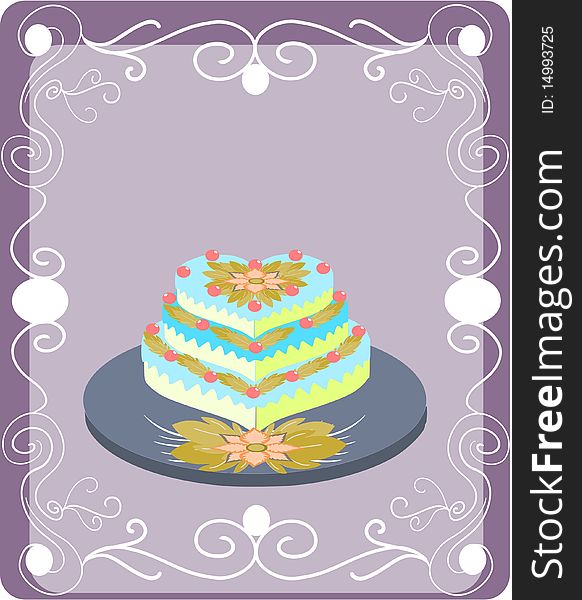 Illustration that represents a wedding cake decorated with flowers and leaves. Illustration that represents a wedding cake decorated with flowers and leaves.