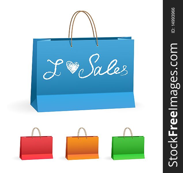 Set of colored paper shopping bags