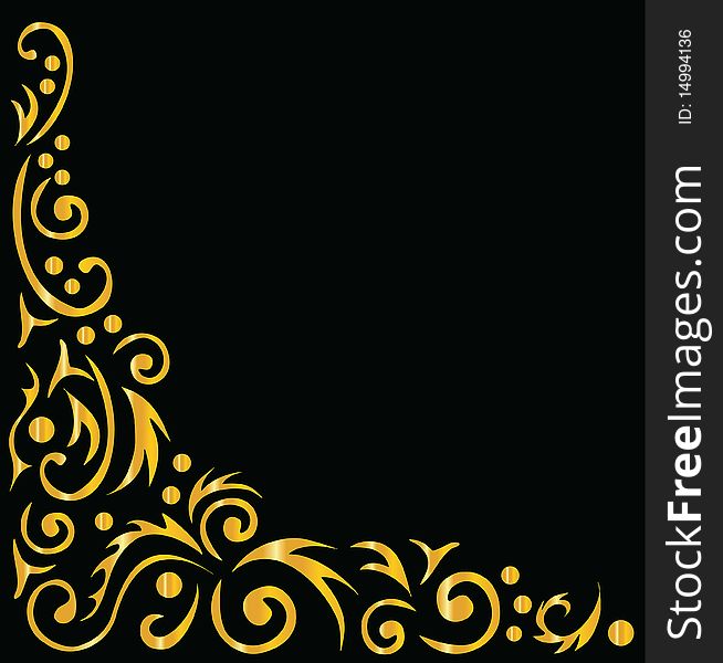 Ornamental background, black and gold. High resolution JPEG and EPS-8 files included.