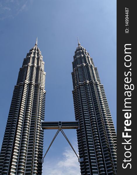 Petronas Towers high above the city of kuala Lumpur in Malesia