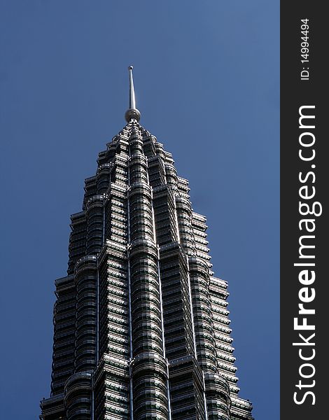 Petronas Towers high above the city of kuala Lumpur in Malesia