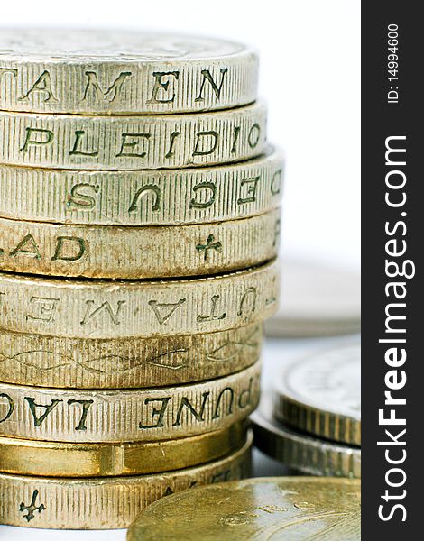British Pound Coins Close Up