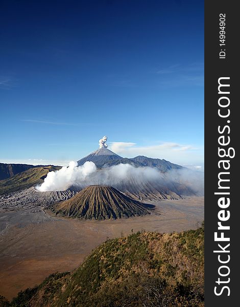 A huge vulcano with three craters on the island of Java, Indonesia. A huge vulcano with three craters on the island of Java, Indonesia