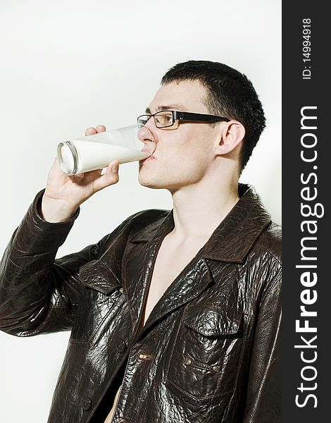 Young Man Drinking Milk