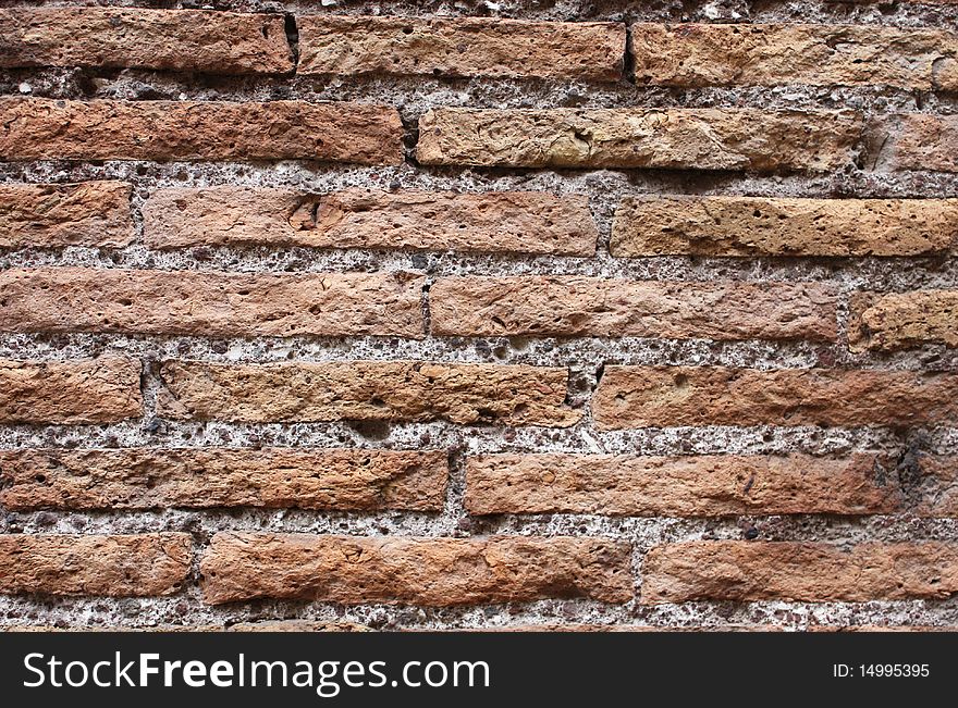 Close-up of a red brick wall