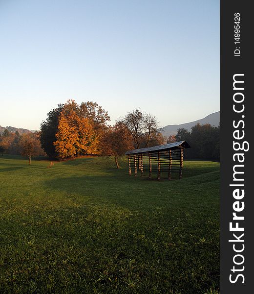 A beautiful countryside in fall in Slovenia. A beautiful countryside in fall in Slovenia.