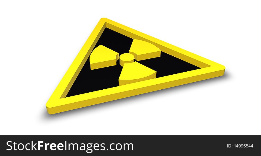 Radioactive radiation sign on a white isolated