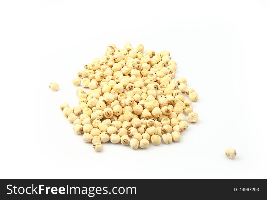 The lotus seeds on white background