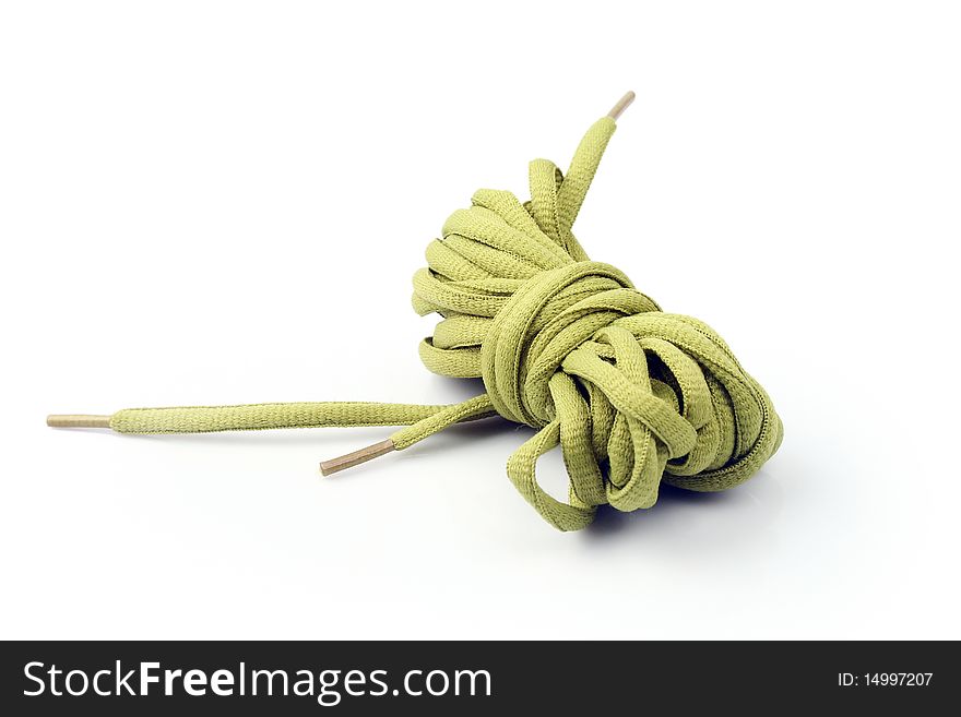 Rope with knot close up. Isolated on white background.