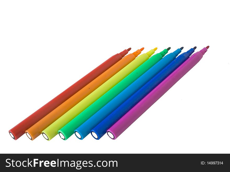 Markets - seven colors of the rainbow  in isolated over white. Markets - seven colors of the rainbow  in isolated over white