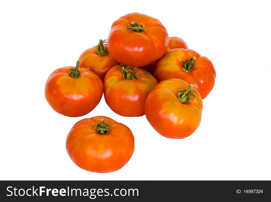 Fresh ripe red tomatoes in isolated over white