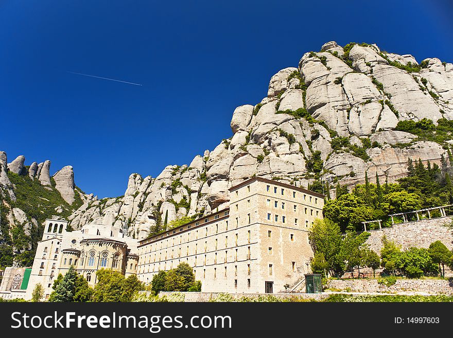 Monastery Montserrat, Spain, against a fascinating mountain background