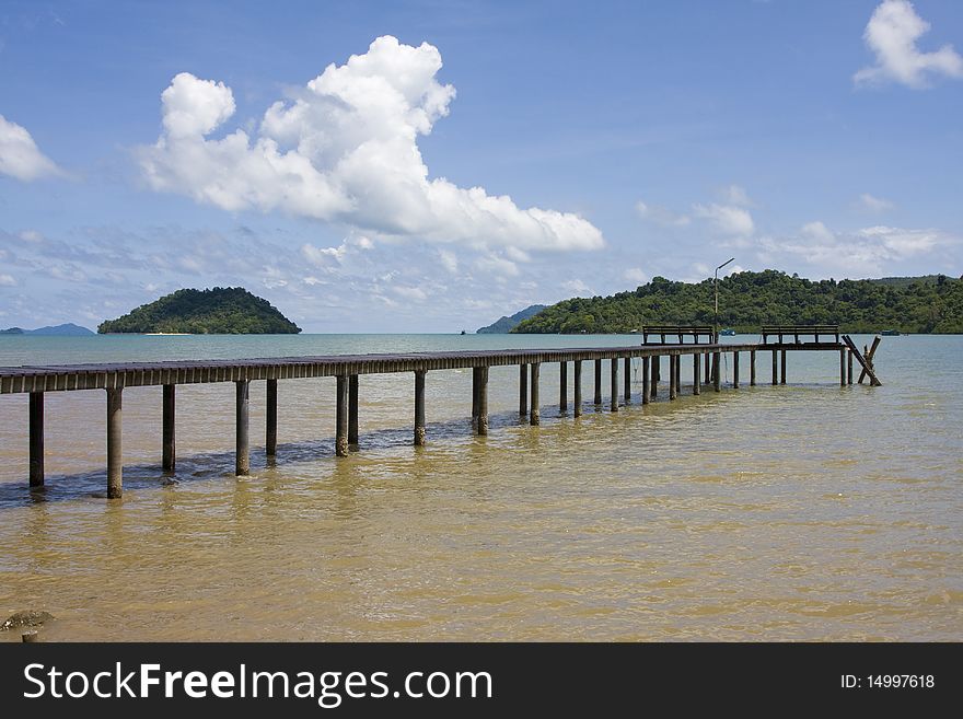 Dock to the ferry pier at island Koh Chang , Thailand.