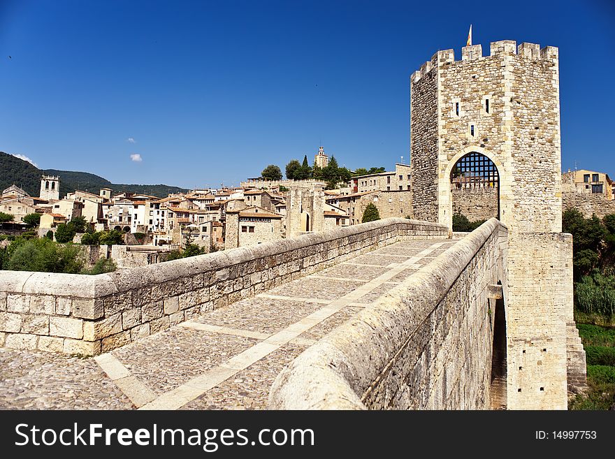 The old medieval town of Besalu, in Catalonia, Spain.