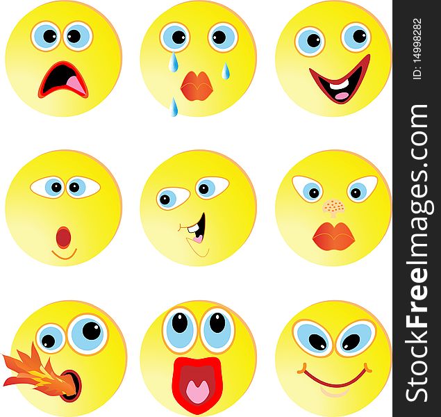 Smileys. Expressions of the persons. Vector illustration