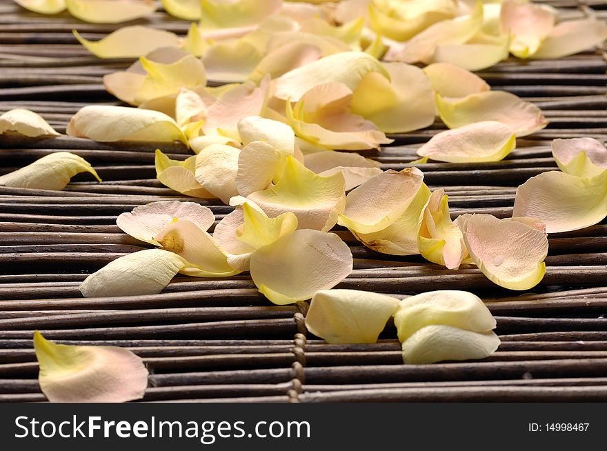 Pile of petals on bamboo