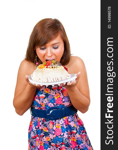 Girl wants to eat a whole cake. Girl wants to eat a whole cake.
