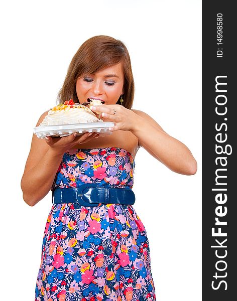 Girl wants to eat a whole cake. Girl wants to eat a whole cake.