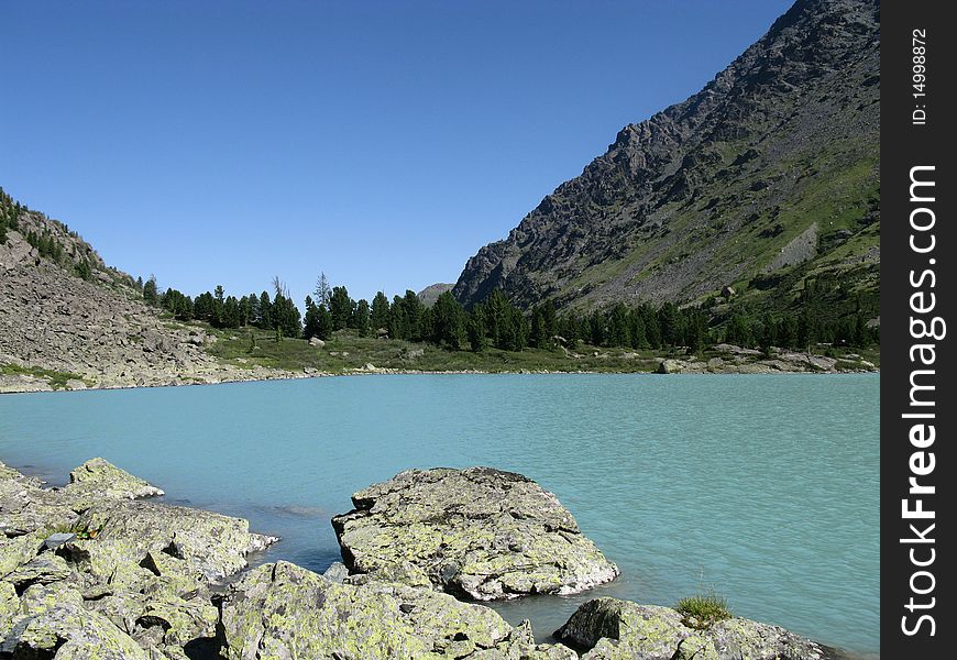 Mountain Altay And Lake.