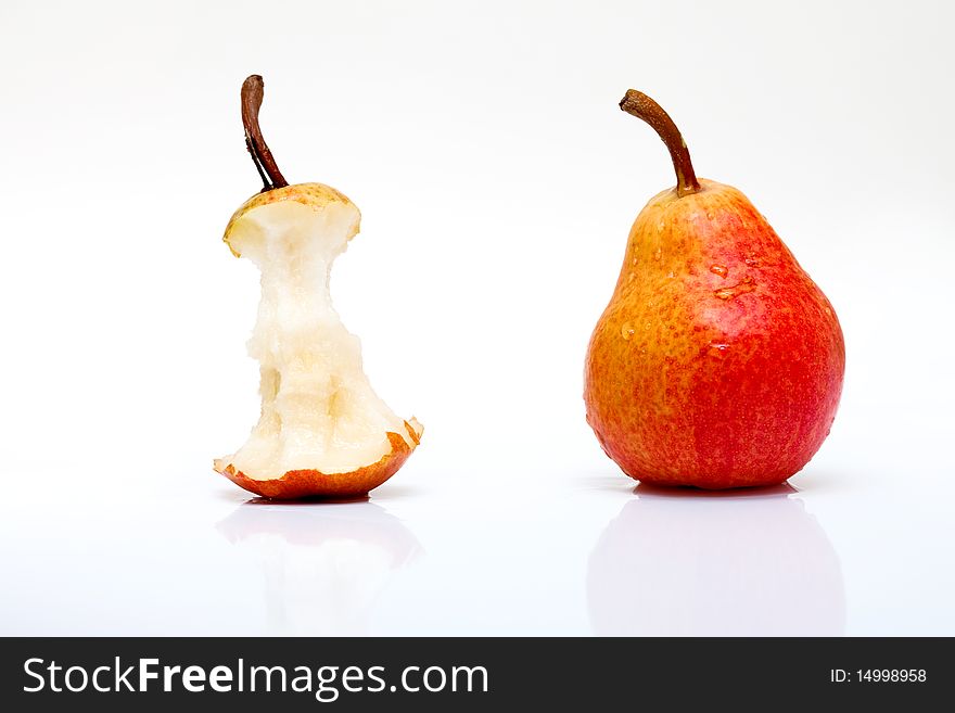 The pear on white background