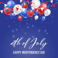 4th July Independence Day Background With Balloons And Confetti Stock Image