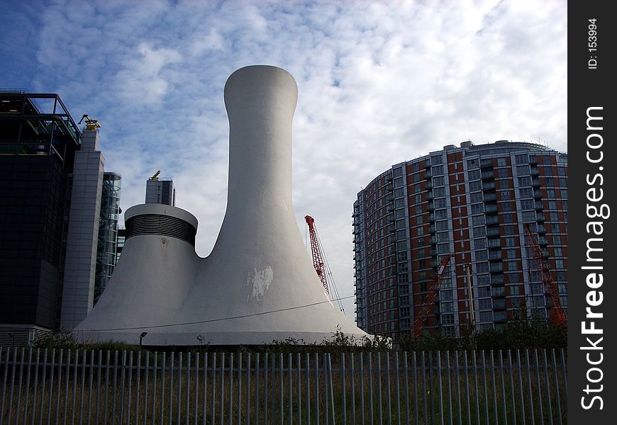 This is a chimney structure that is an air conduit for the Blackwall tunnel that goes under London Docklands. This is a chimney structure that is an air conduit for the Blackwall tunnel that goes under London Docklands.